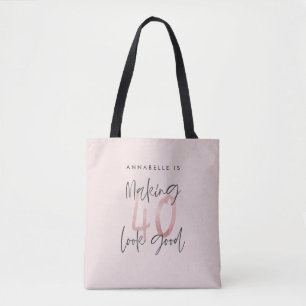Tote Bag parties scintillant rose fusée moderne design 40e 