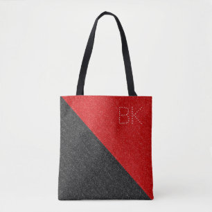 Tote Bag Parties scintillant rouge noir Chic Monogramme Per