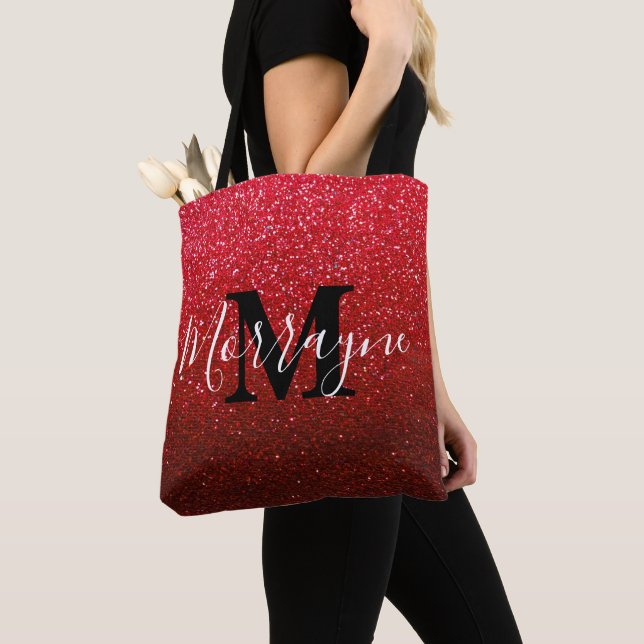 Tote Bag Parties scintillant rouge rubis Ombre étincelles M (De près)