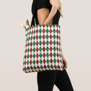 TOTE BAG PARTIES SCINTILLANT ROUGE & VERT REGARDER CHRISTMA