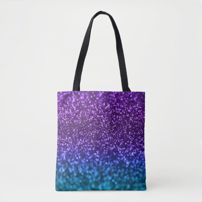 Tote Bag Parties scintillantes bleues turquoises pourpres (Devant)