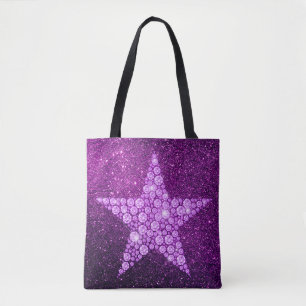 Tote Bag Parties scintillantes pourpres de Faux d'étoile d