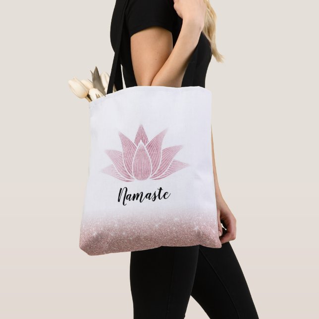 Tote Bag Parties scintillantes roses d'or de Namaste de (De près)
