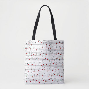 Tote Bag Partition de musique de chanson d'amour cœur