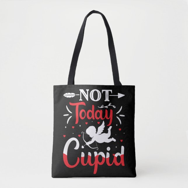 Tote Bag Pas aujourd'hui Cupidé Drôle Saint Valentin (Devant)
