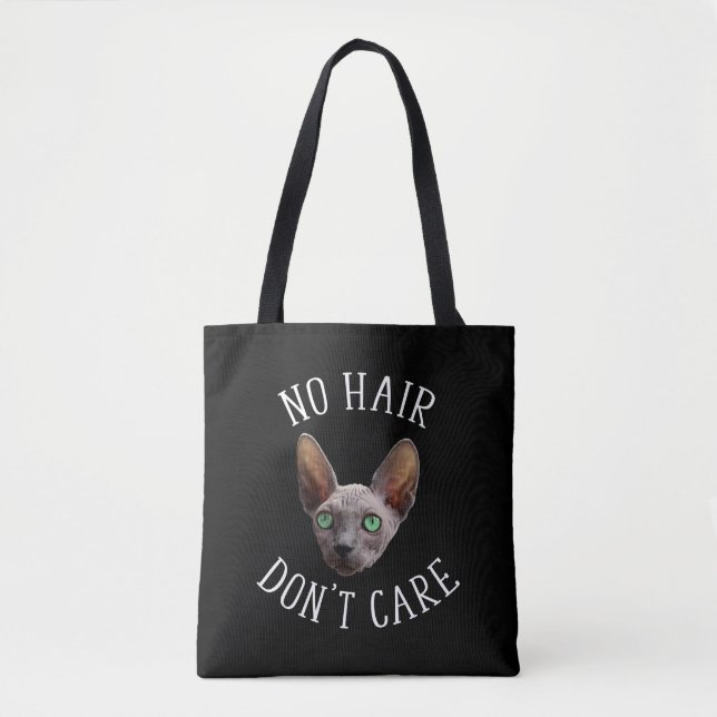 Tote Bag Pas de cheveux s'en foutent Chat Sphynx (Devant)