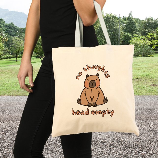 Tote Bag Pas de pensées tête vide Capybara drôle mème (Capybara "No thoughts head empty")