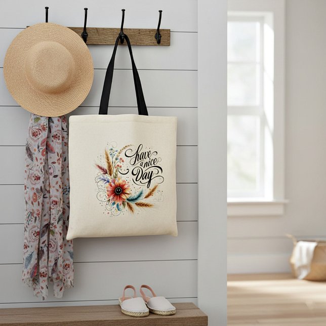 Tote Bag Passez une bonne journée fleurie (Créateur téléchargé)