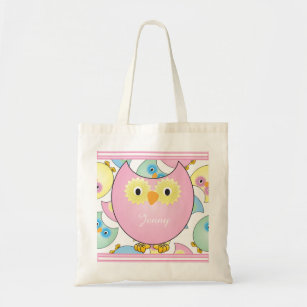 Tote Bag Pastel Baby Owl Nursery Thème en rose