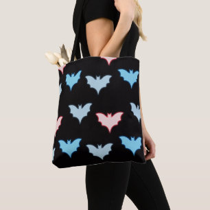 Tote Bag Pastel Bats bleu gris rose noir Halloween