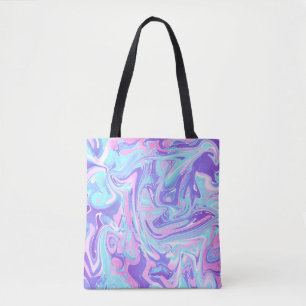 Tote Bag Pastel Blue & Purple Marble Texture liquide