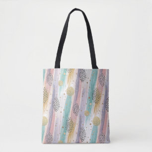 Tote Bag Pastel Brushstroke & Gold Géométrique Abstrait