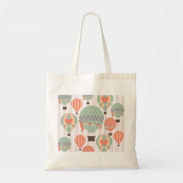 Tote Bag Pastel Hot Air Balloons Monte Pink Strié Sky (Devant)