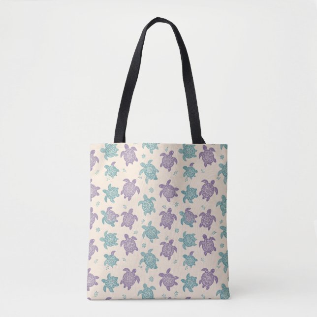 Tote Bag Pastel Mandala Turtle Pattern (Devant)