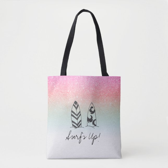 Tote Bag *~* Pastel Ombre Parties scintillant Surfer rose P (Devant)