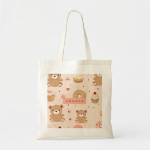 Tote Bag Pastel personnalisé Ours en Teddy et Dessert de Do