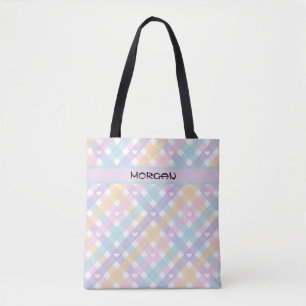 Tote Bag Pastel personnalisé Rainbow En vichy Motif Fourre-
