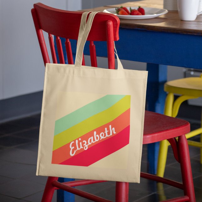 Tote Bag Pastel Rainbow Nom personnalisé (Créateur téléchargé)