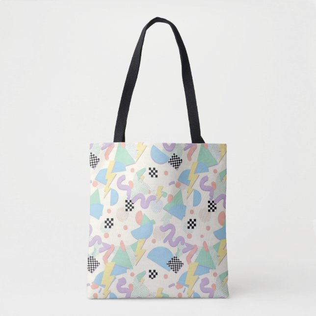 Tote Bag Pastel Retro Memphis Pattern Swirls (Devant)