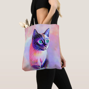 Tote Bag Pastels Peint Chat Siamais