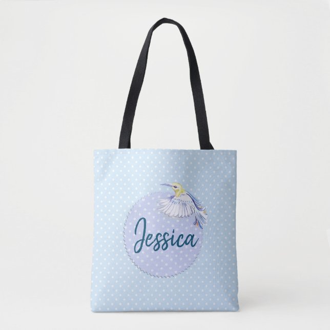 Tote Bag Patch de colibri sur Pois (Devant)