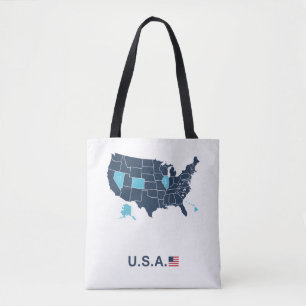 Tote Bag Patch de cuir brodé de la carte des États-Unis pou