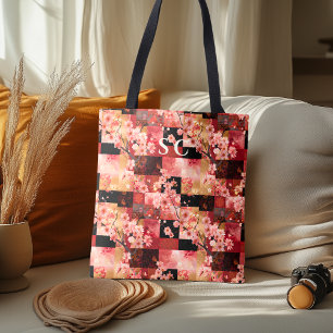 Tote Bag Patchwork Cherry Blossom et Fabric Inspiré