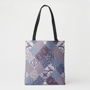 Tote Bag Patchwork Doodle : Boho Vintage sans joint.