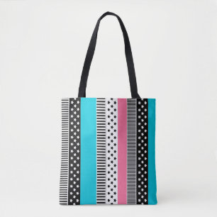 Tote Bag Patchwork en bandes multicolores de tissu i