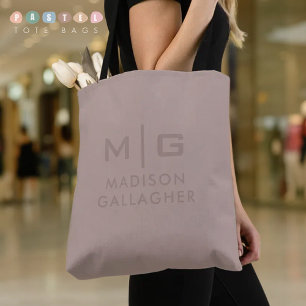 Tote Bag Pâte de couleur brun violet rose clair uni et doux