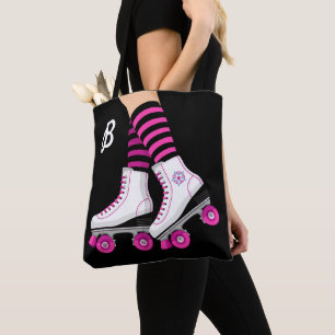 Tote Bag Patin à roulettes rose et noir