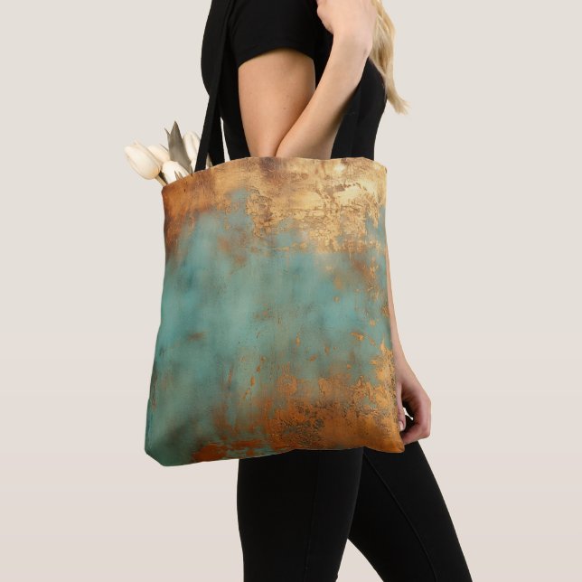 Tote Bag Patina de cuivre métallique rustique (De près)