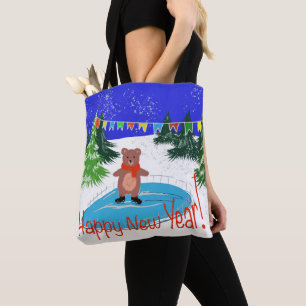 Tote Bag Patinage drôle d'ours