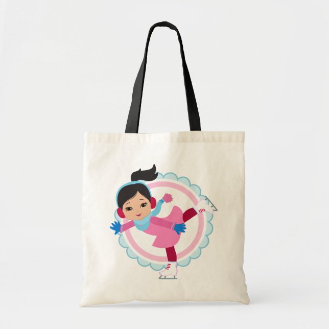 Tote Bag Patinage sur glace à cheveux noirs - Patinage de s (Devant)