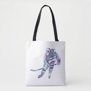 Tote Bag Patineuse de hockey Silhouette Paisley