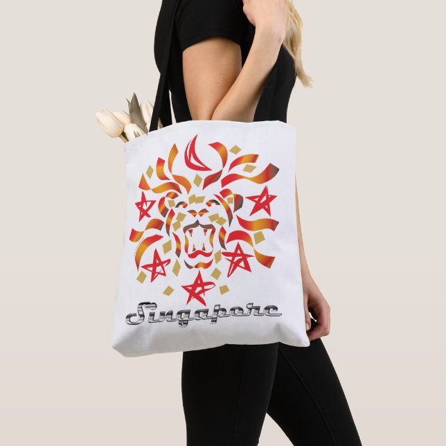 Tote Bag Patriote de Singapour (Lion City) (De près)