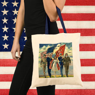 Tote Bag Patriote Vintage, Personnel Militaire Héros Fiers
