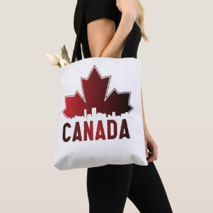 Tote Bag Patriotique de feuille d'érable rayée du Canada