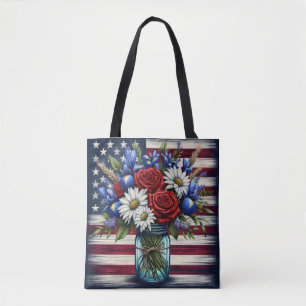 Tote Bag Patriotique, floral en détresse
