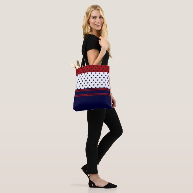 Tote Bag Patriotique rouge blanc et bleu (Sur le modèle)