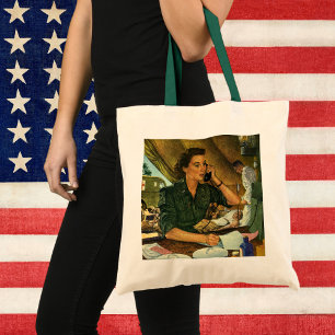 Tote Bag Patriotique Vintage, Infirmière médicale au téléph
