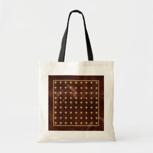 Tote Bag Pattern Leather Brown et Gold Damask