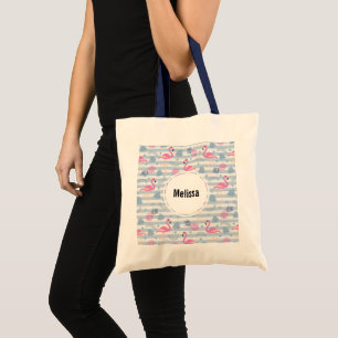 Tote Bag Patters de Whimsical Flamingo et Pineapple