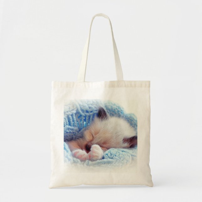 Tote Bag Pattes siamoises de chaton de sommeil (Devant)