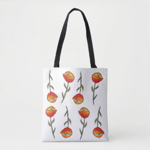 Tote Bag Pavot à l'aquarelle Floral Art Fourre-tout