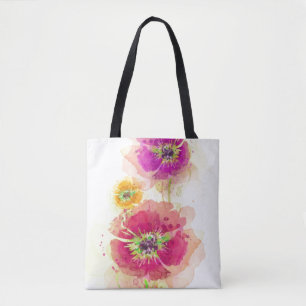Tote Bag Pavots peints 2 d'aquarelle