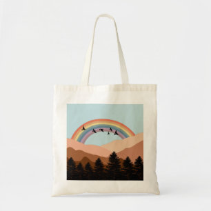 Tote Bag Paysage Abstrait Arbres forestiers Arc-en-ciel et
