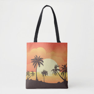 Tote Bag Paysage au coucher du soleil avec palmiers