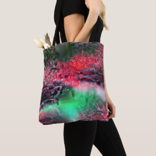 Tote Bag Paysage coloré et texturé en rouge et vert