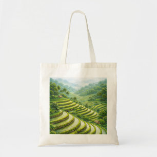 Tote Bag Paysage de rizière tropicale en terrasses